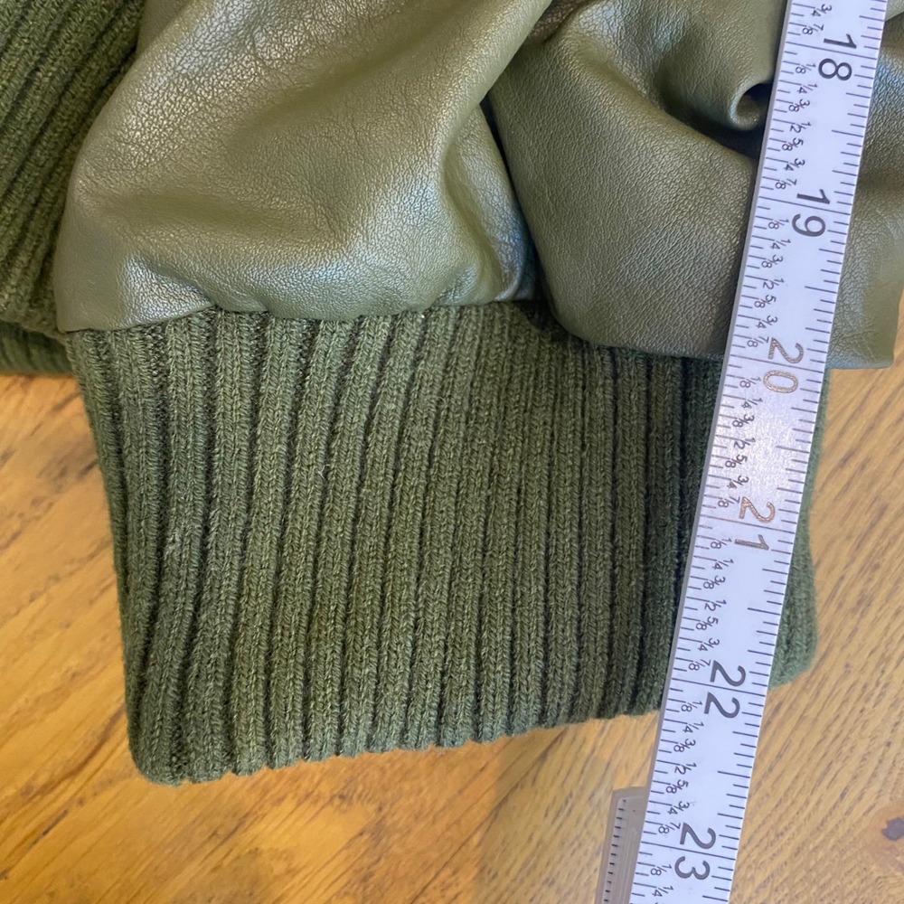 Ashley Graham Faux Leather Bomber Jacket Women 1X Green Faux Fur Hood Oversized - Picture 6 of 7
